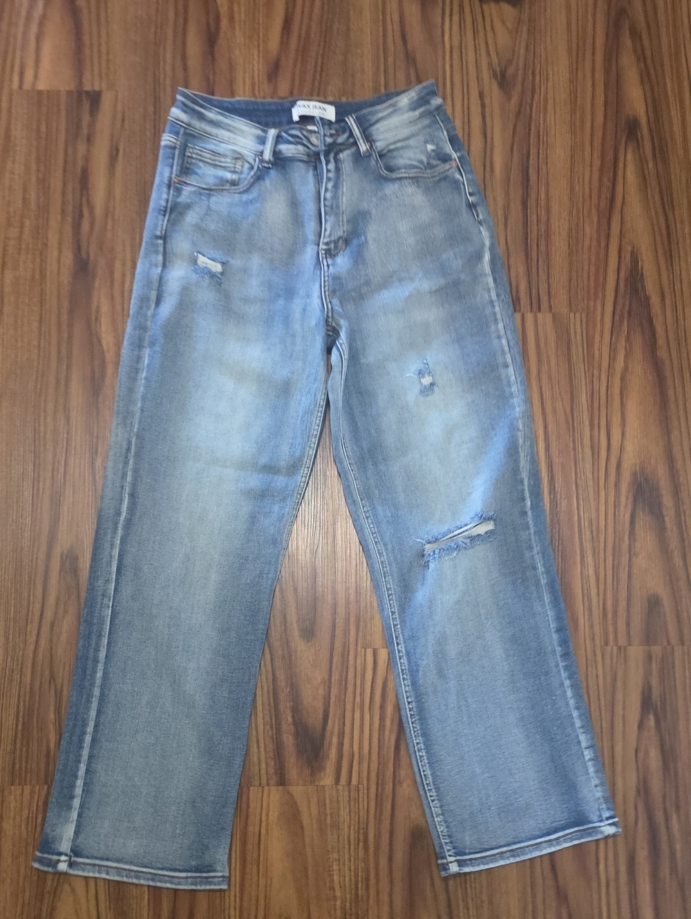 Wax Jean Light Wash Distressed Straight-Leg Jeans